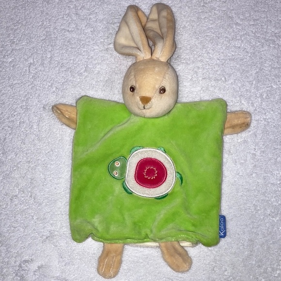 NWT DOUDOU FLAT PUPPET RABBIT TURTLE GREEN KALOO lovey security Blankie - Picture 1 of 6